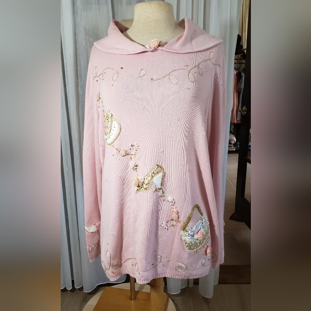 Vintage Pink Floral Sweater